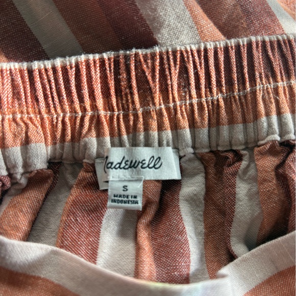 Madewell Pull-On Wrap Midi Skirt in Stripe Linen Blend Trip Stripe Avalon Pink - Picture 9 of 10